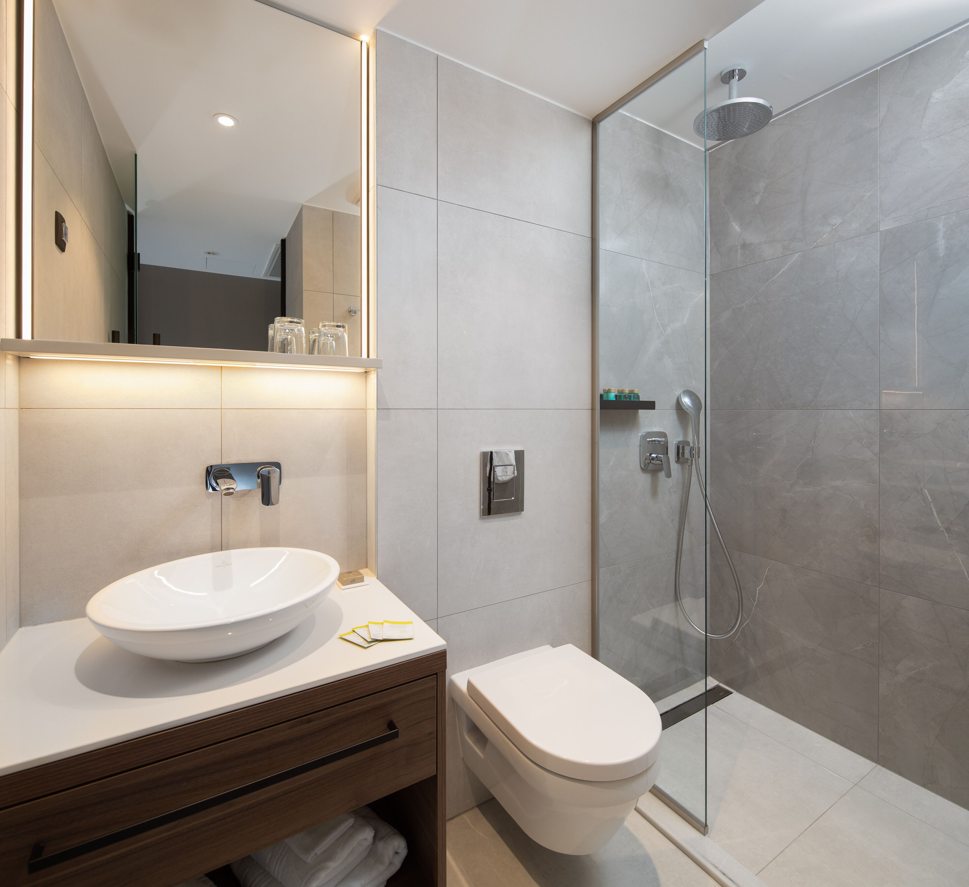 shower, free toiletries, hair dryer, bathrobes