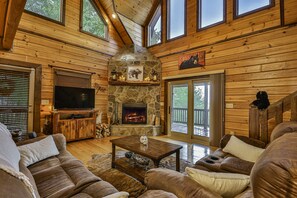 TV, fireplace, video games, DVD player