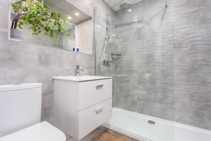 Classic Apartment | Bathroom | Shower, free toiletries, hair dryer, towels