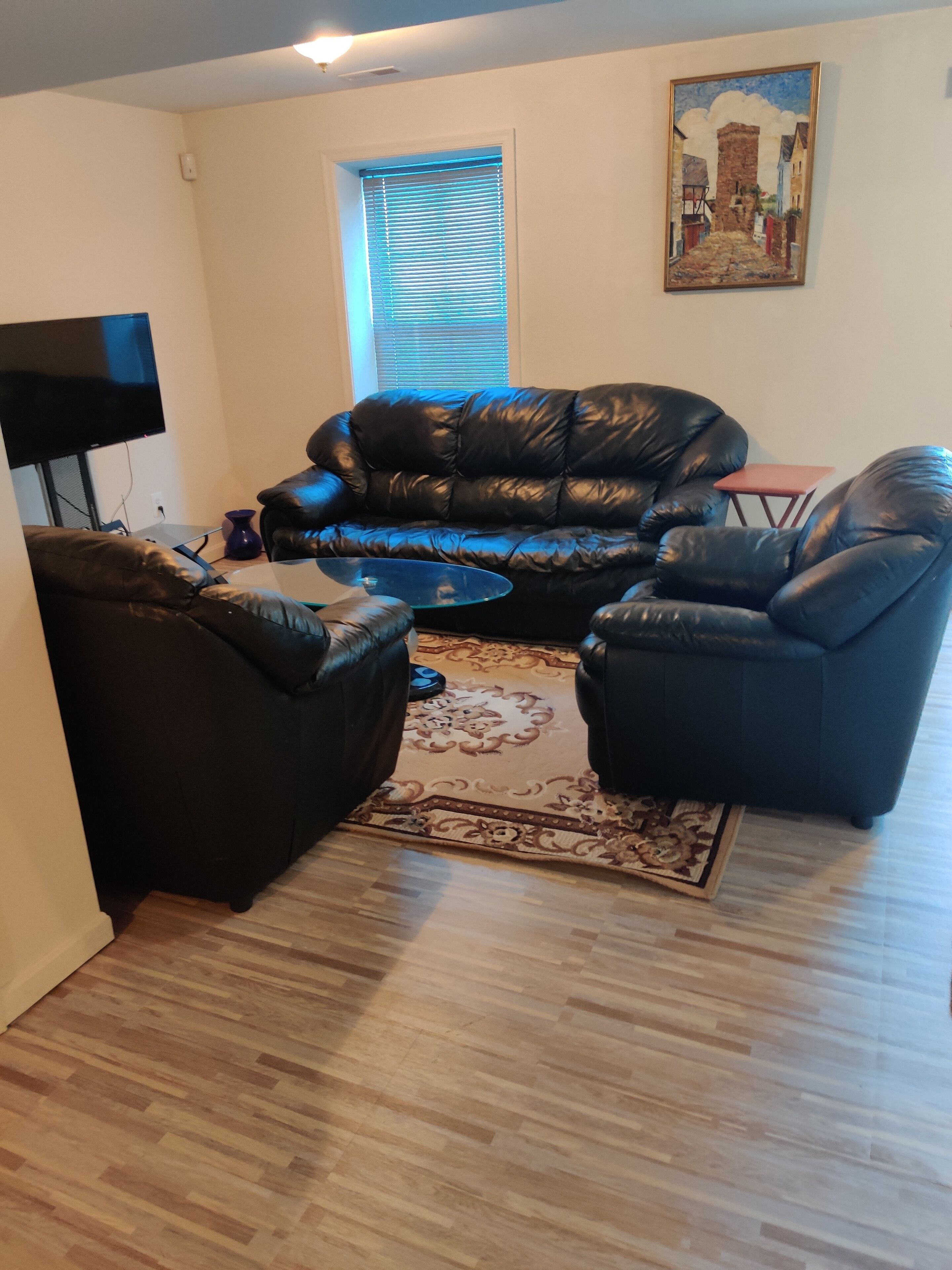 A spacious furnished 1bdr basement apartment.