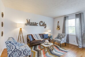 Family Duplex, Non Smoking | Living room - Take a Jog in Nearby Shelby Park at a Bright, Cozy Home (Nashville)