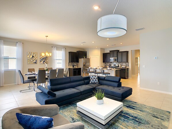 House, Multiple Beds, Private Pool | Living room | TV - Magical 6Bd Pool Spa Gm Hm Solterra Resort-8039osc (Davenport)