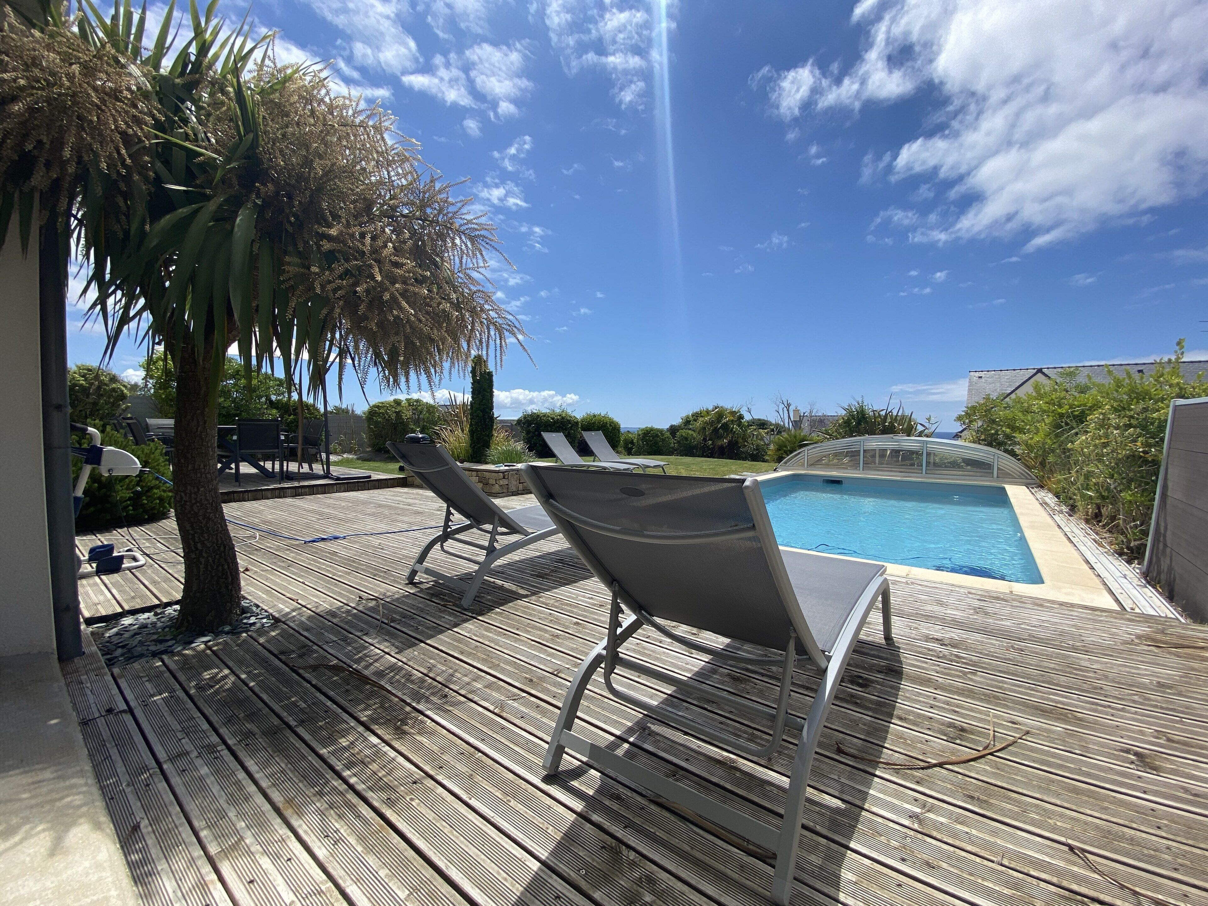 Piscine extérieure, piscine chauffée