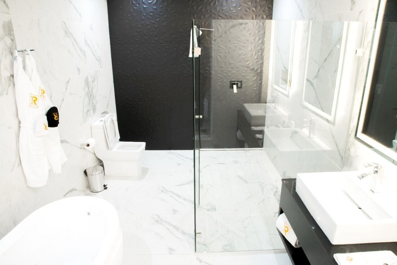 presidential suite | bathroom | designer toiletries, hair dryer, towels, soap