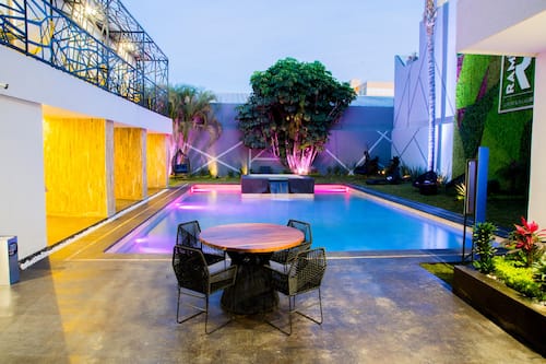 Outdoor pool, open 9:00 AM to 10:00 PM, sun loungers