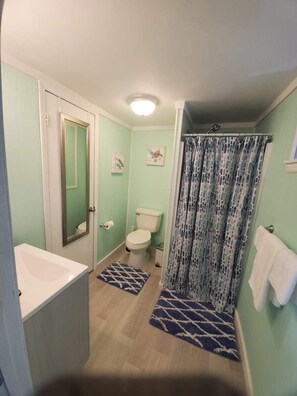 淋浴设施、吹风机、毛巾、肥皂