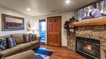 Smart TV, fireplace, stereo