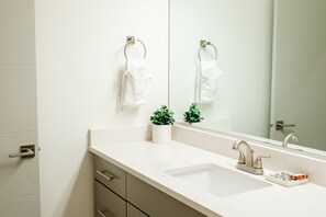 Ensemble baignoire-douche, séchoir à cheveux, serviettes fournies