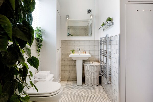 Luxury Apartment (1 Bedroom) | Bathroom | Shower, free toiletries, hair dryer, towels