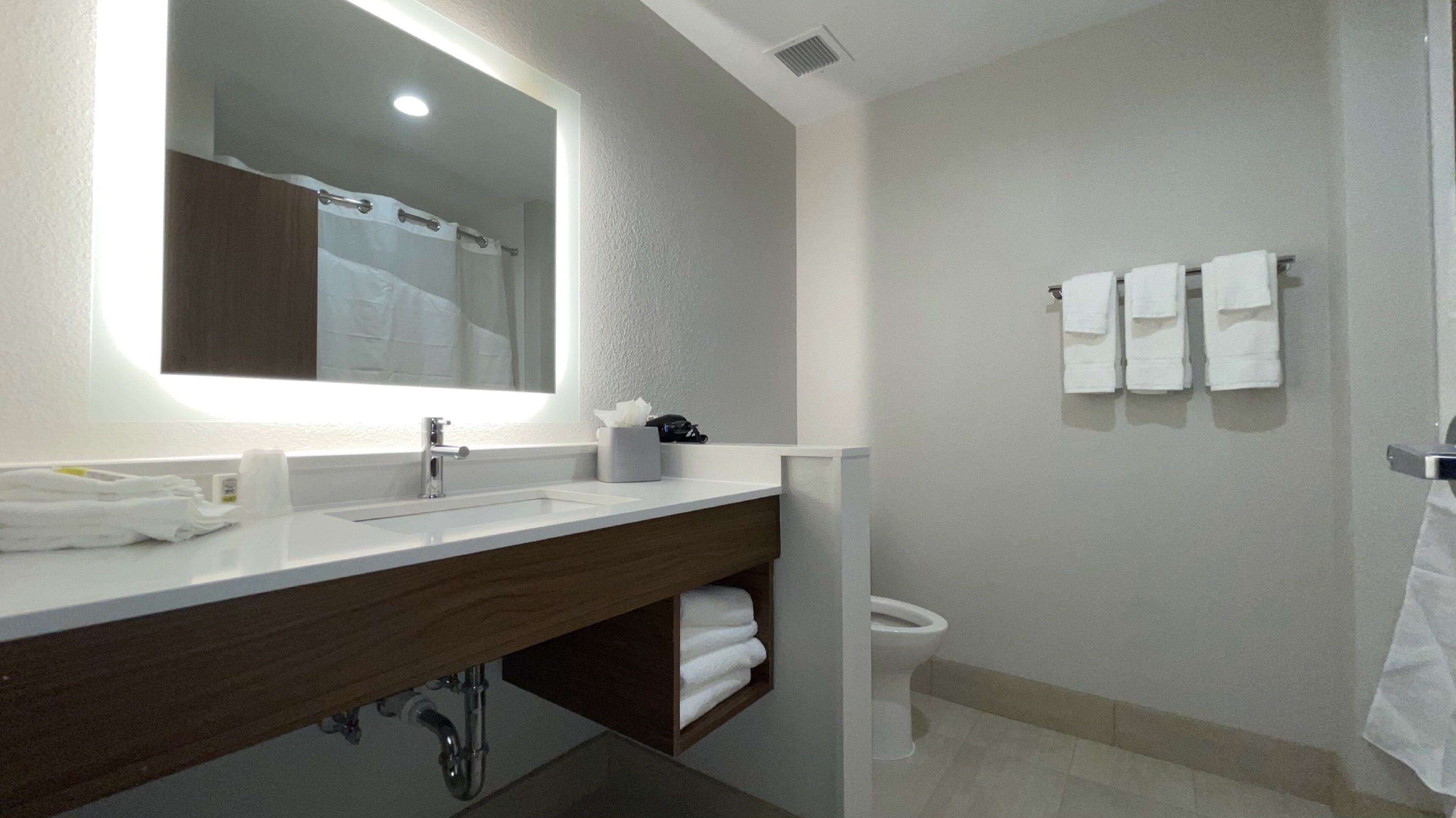 free toiletries, hair dryer, towels