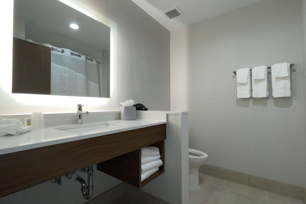 free toiletries, hair dryer, towels