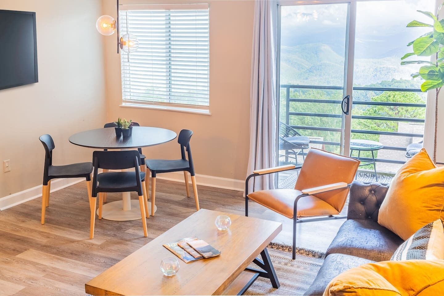 Televisión y chimenea 