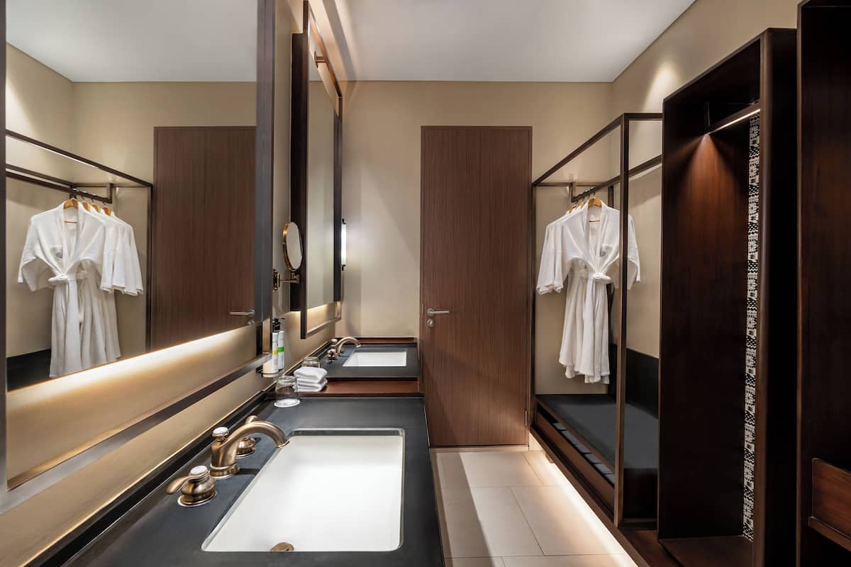 Eco-friendly toiletries, hair dryer, bathrobes, slippers