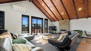 TV, fireplace