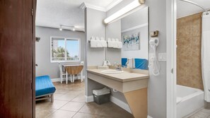 Hair dryer, towels