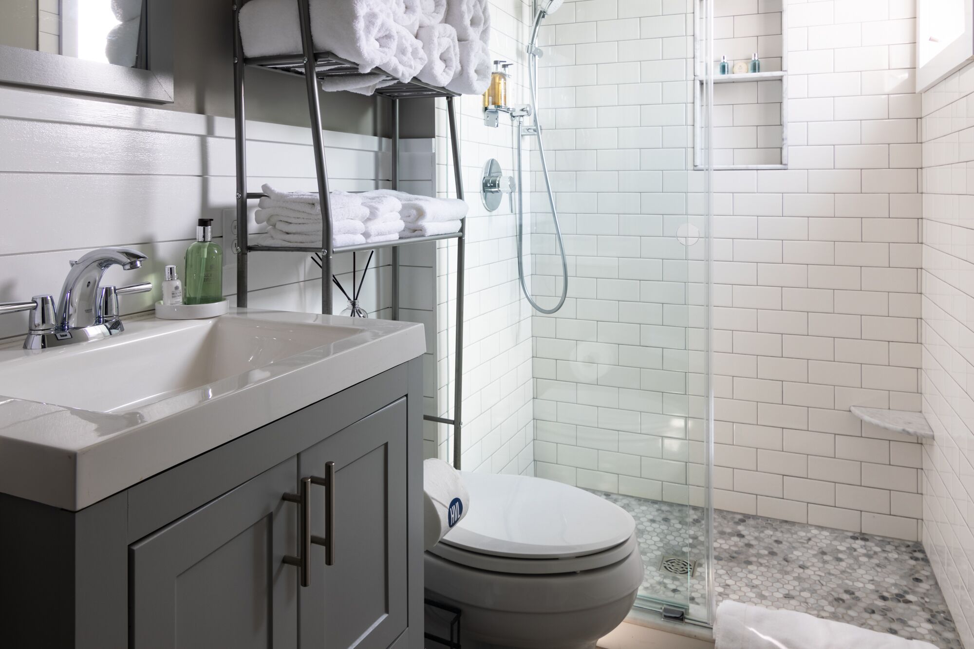 Hair dryer, towels