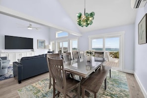Dining - Sea Monster by Carolina Getaway - 6BR Remodeled Oceanfront Home w/ Heated Pool (Kure Beach)