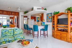 Smart TV, DVD player - Oceanfront Condo with Artful Décor, Pool & Balconies (Akumal)