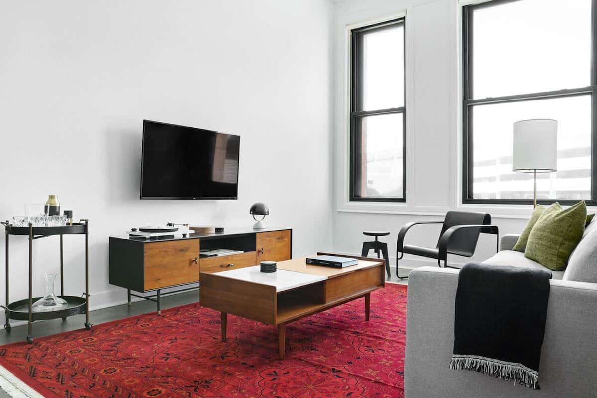 42-inch flat-screen TV with digital channels, TV, streaming services