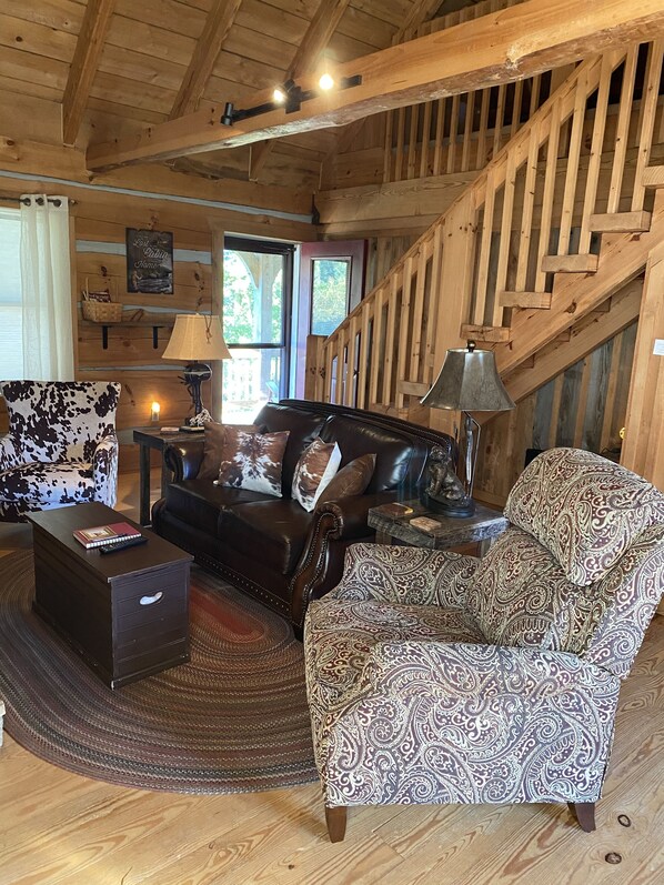 TV, fireplace, DVD player, video library - Cozy Log Cabin Near the Parkway (Meadows of Dan)