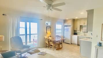Smart TV, DVD player, books, video library