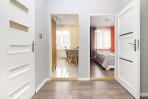 1 bedroom, iron/ironing board, WiFi, bed sheets - Bright Apartment with Balcony | 1 km to the Beach (Kolobrzeg)