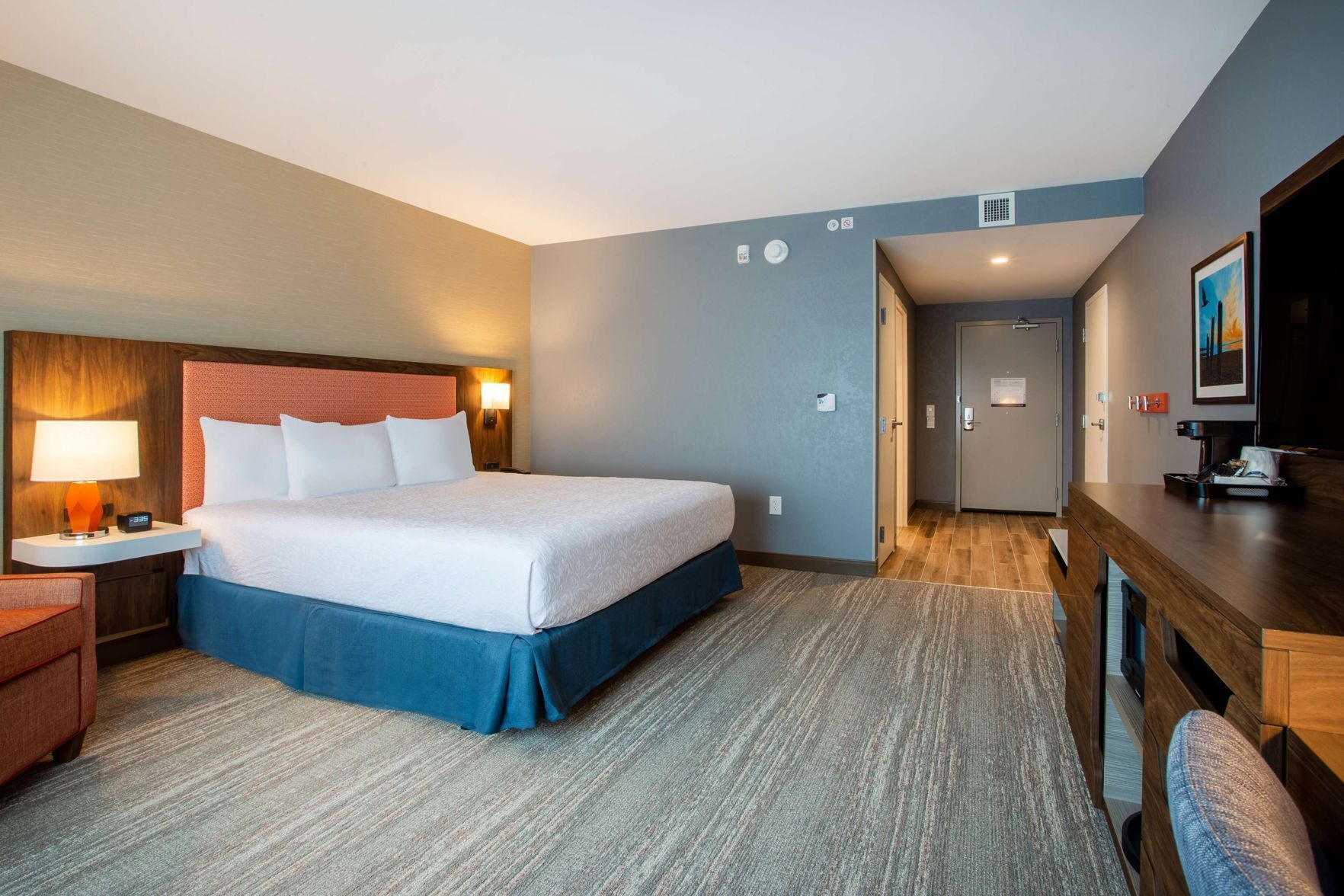 Desk, blackout drapes, iron/ironing board, WiFi