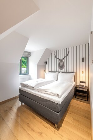Deluxe suite, uitzicht op vallei | Luxe beddengoed, donsdekens, een kluis op de kamer