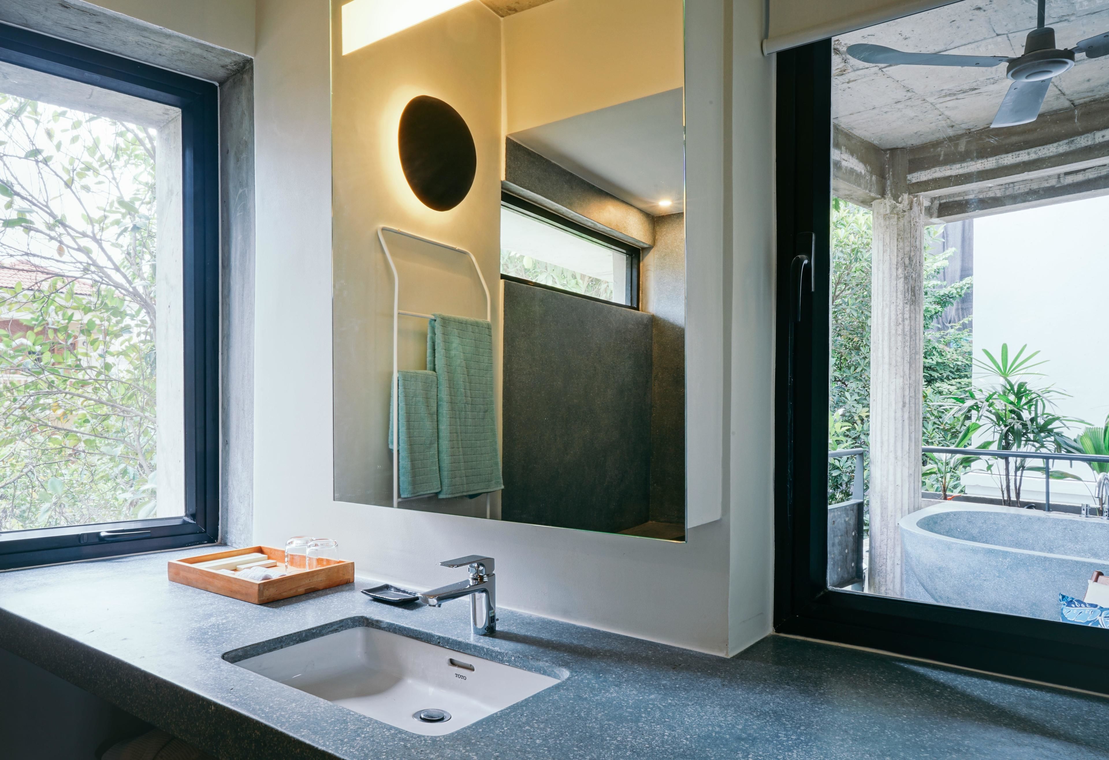 apartment | bathroom | shower, rainfall showerhead, free toiletries, hair dryer