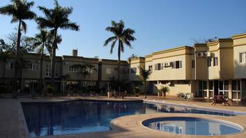 Outdoor pool, pool loungers