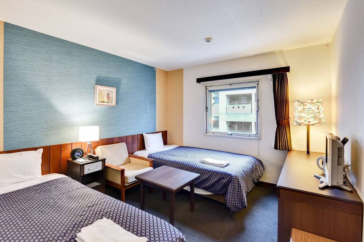 Desk, blackout curtains, iron/ironing board (on request), free WiFi