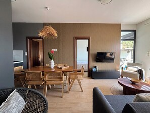 Superior Villa, 3 Bedrooms, Private Pool, Sea View | Living area | 42-inch Smart TV with satellite channels, TV, Netflix