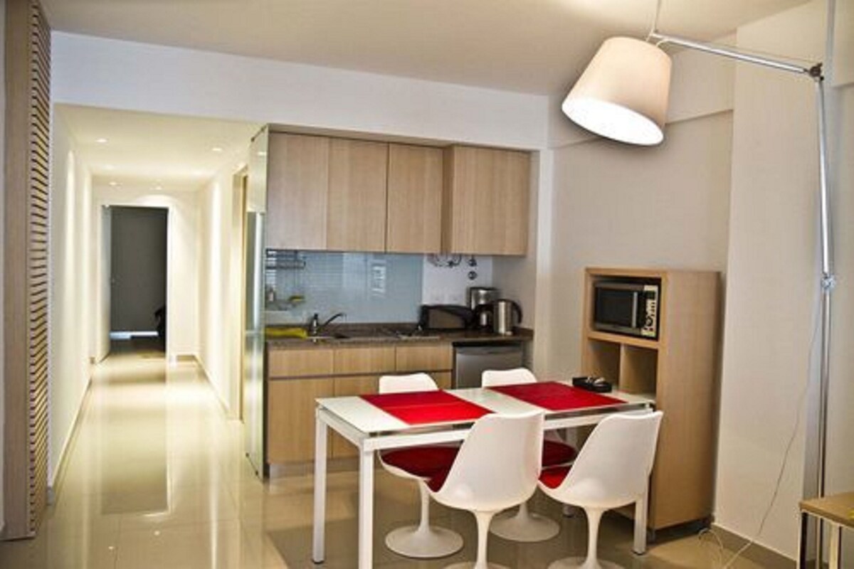 Apartment, 2 Schlafzimmer | Eigene Kochnische | Kühlschrank, Mikrowelle, Herdplatte, Wasserkocher mit Kaffee-/Teezubehör