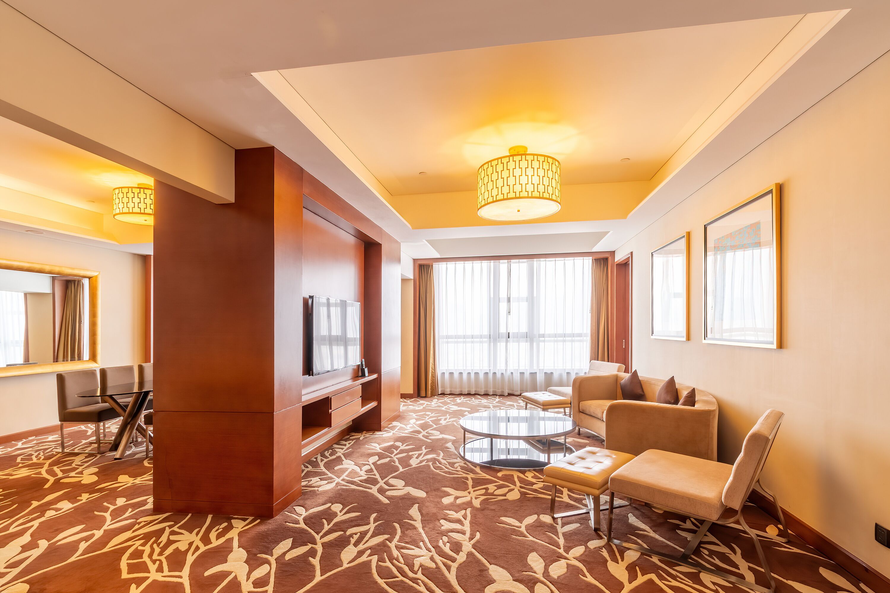 premier suite, 1 king bed | living area | 37-inch lcd tv with satellite channels, tv, dvd player