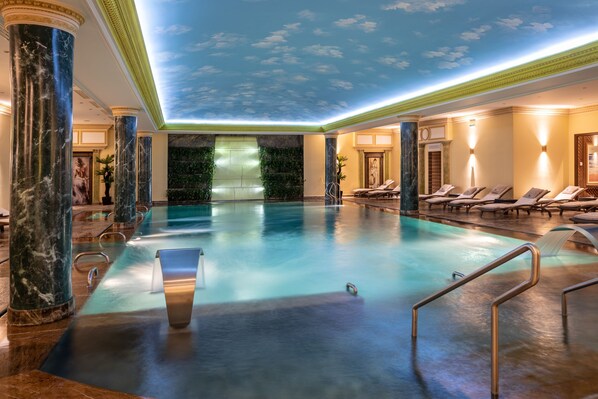 Indoor pool, open 7:00 AM to 11:00 PM, sun loungers