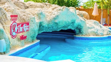 2 outdoor pools, open 8:00 AM to 10:00 PM, pool umbrellas, pool loungers