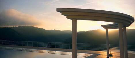 Outdoor pool, pool loungers