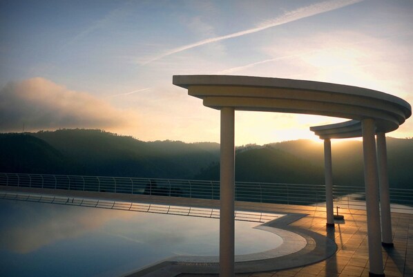 Outdoor pool, sun loungers