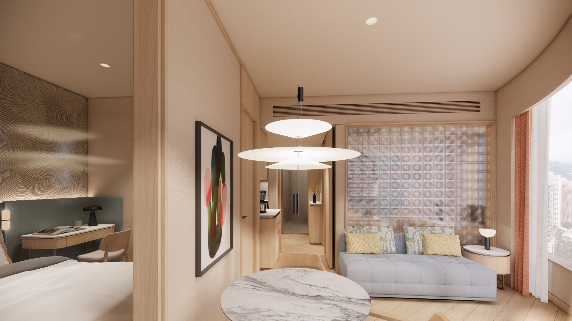 Familiesuite, ikke-røyk, byutsikt | Minibar, safe på rommet, skrivebord for bærbar PC og blendingsgardiner