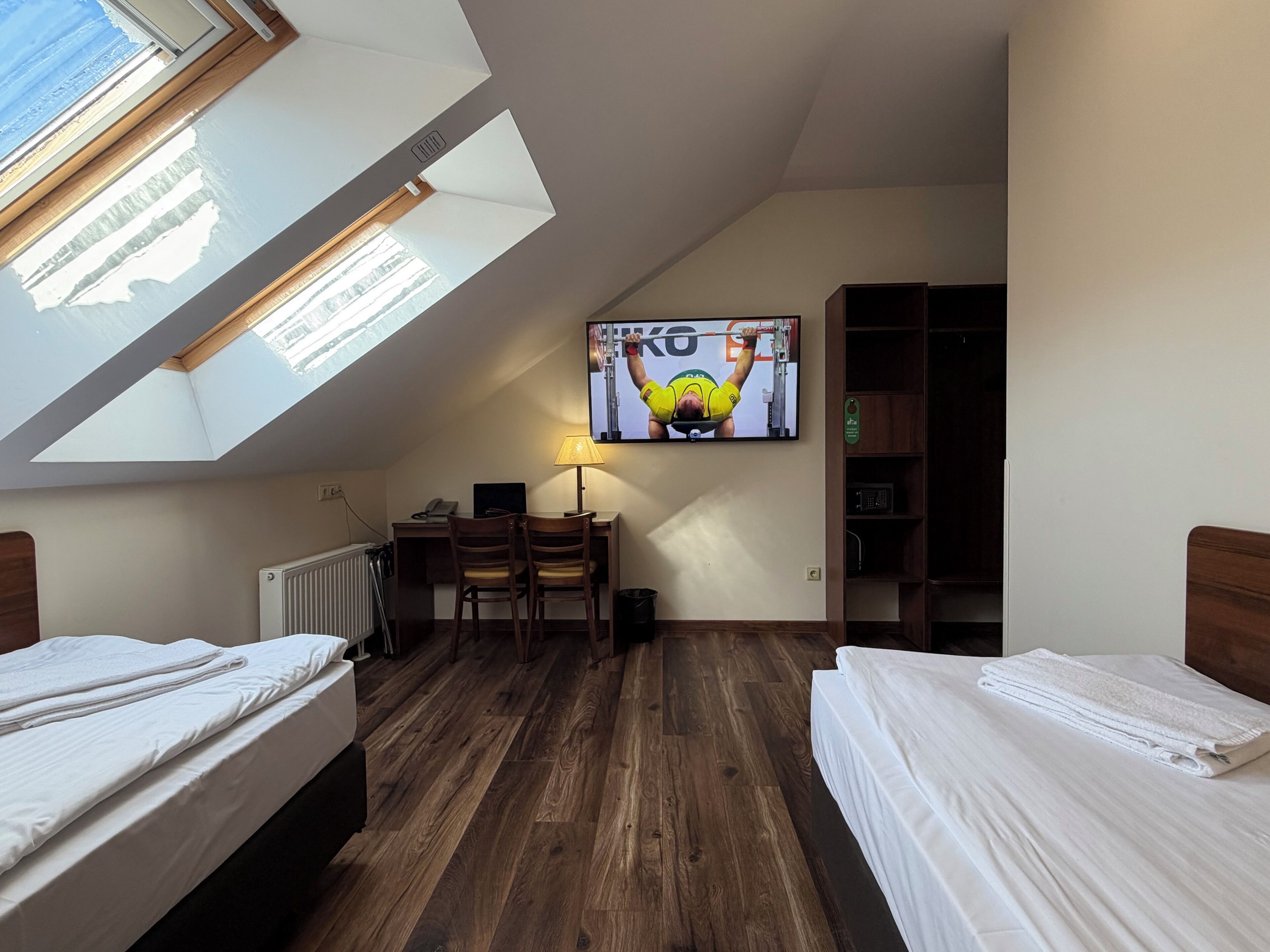 Attic Twin Room | Hypoallergeen beddengoed, een kluis op de kamer, een bureau