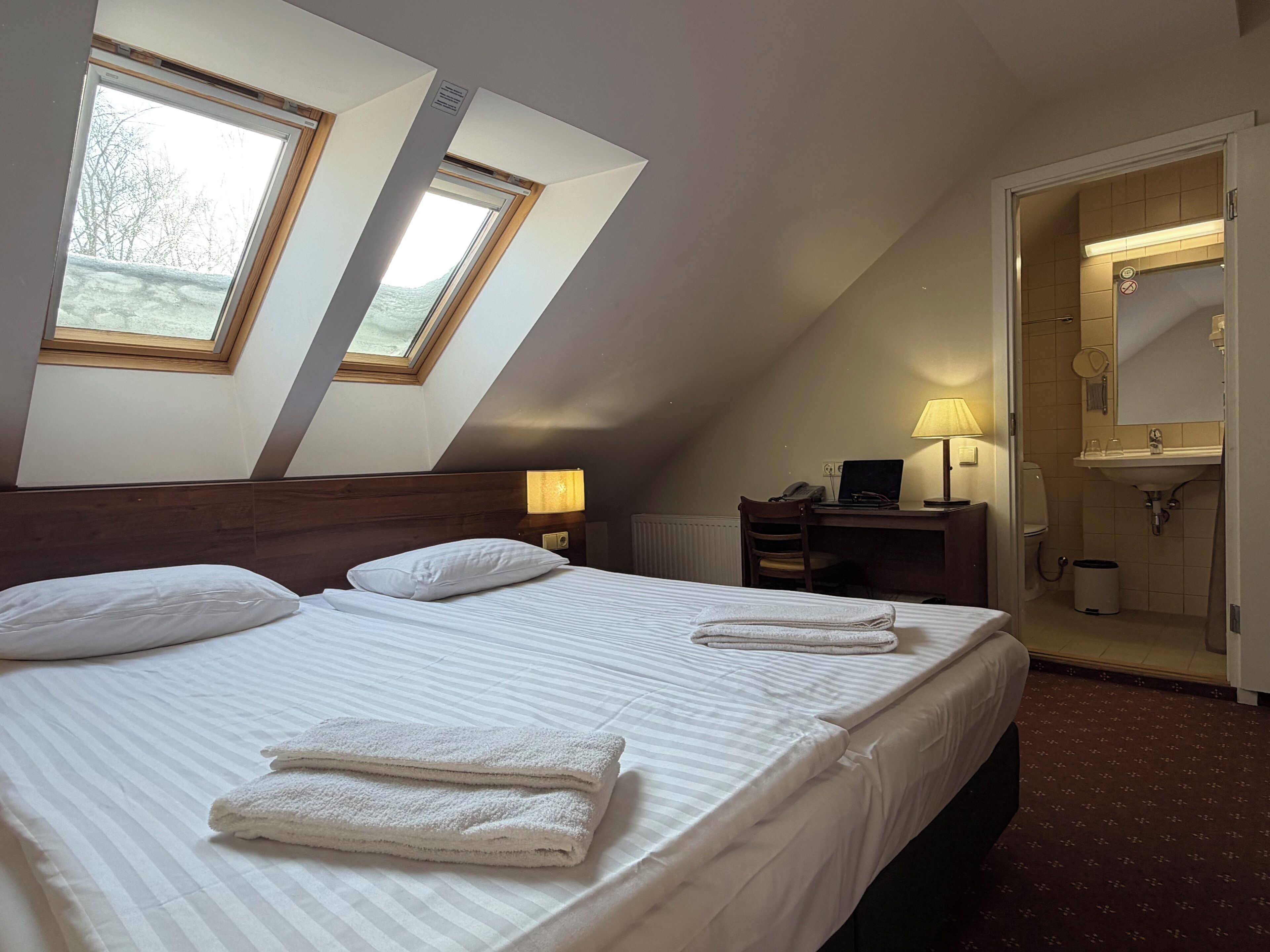 Attic Double Room | Hypoallergeen beddengoed, een kluis op de kamer, een bureau