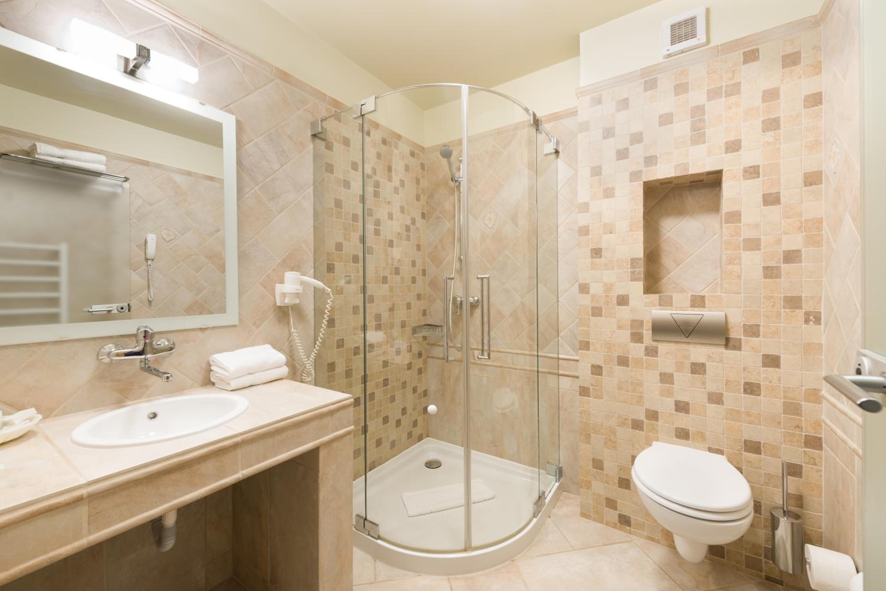 hair dryer, bathrobes, slippers, towels