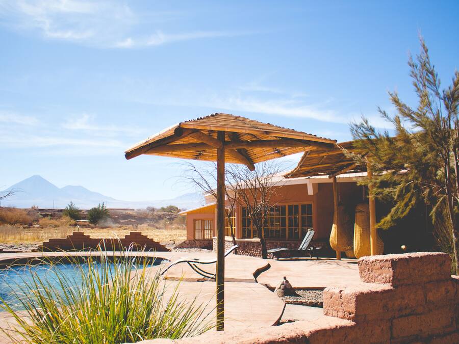 Outdoor pool, pool loungers