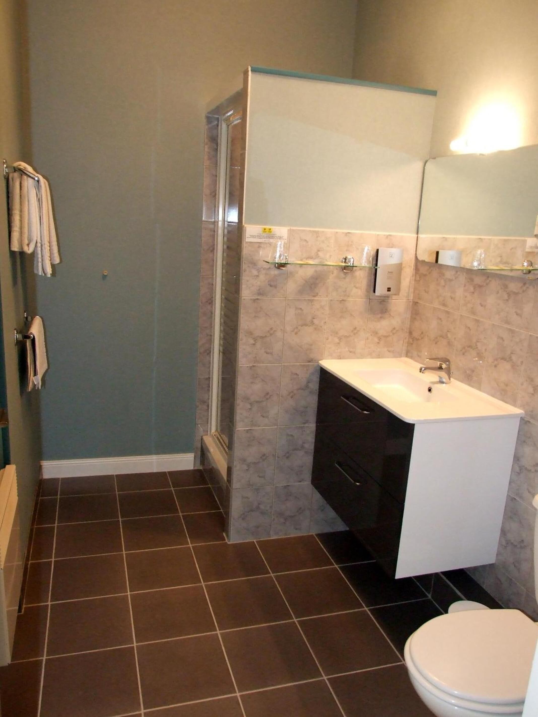 standard double room | bathroom | hair dryer, towels