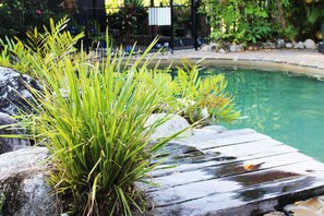 Outdoor pool, sun loungers