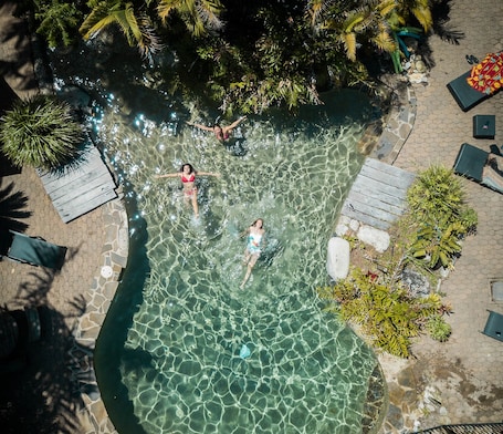 Outdoor pool, sun loungers