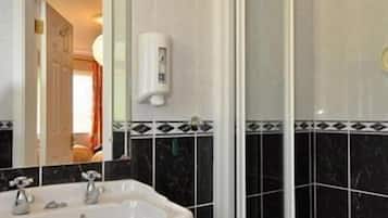 Shower, free toiletries, hair dryer