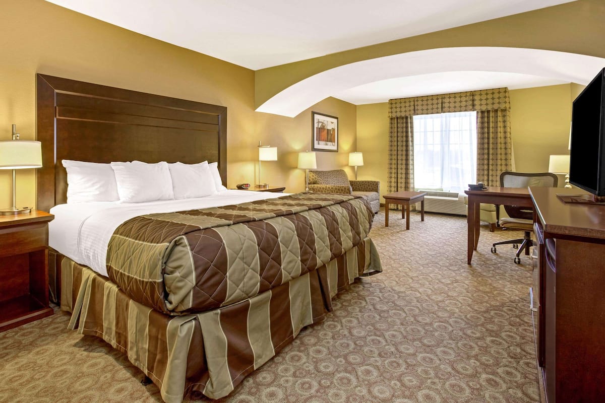 deluxe room, 1 king bed, non smoking | premium bedding, pillow-top beds, desk, iron/ironing board