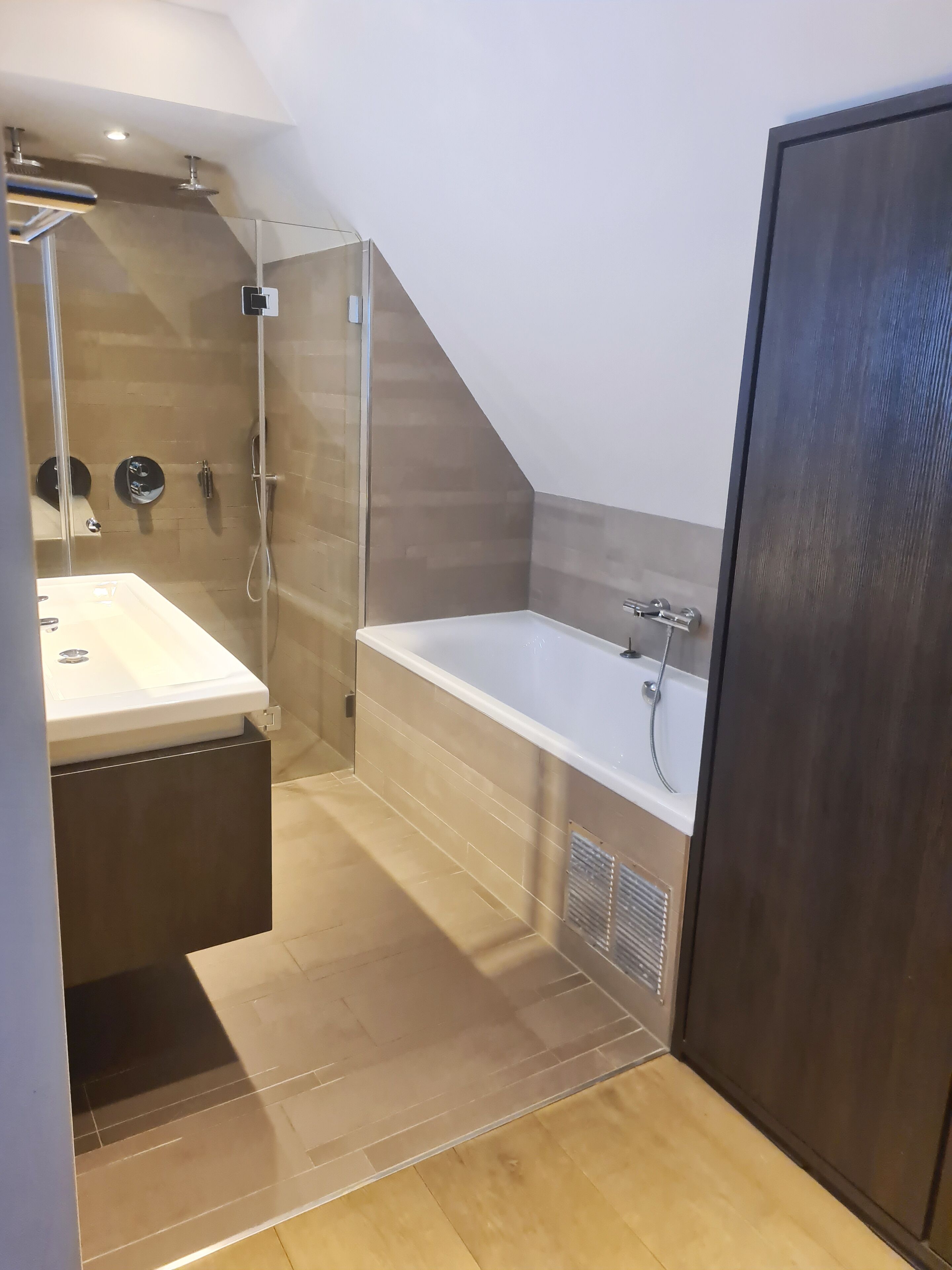 apartment | bathroom | separate bathtub and shower, rainfall showerhead