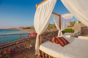 On the beach, free beach cabanas, sun loungers, beach umbrellas